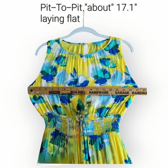 XS Draper James Clip-Dot Tiered Maxi Dress in Yellow/Blue - Picture 5 of 10